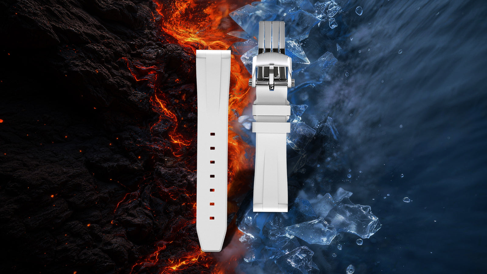 FLUORO WATCH STRAP (Black Strap + Silver Buckle) details