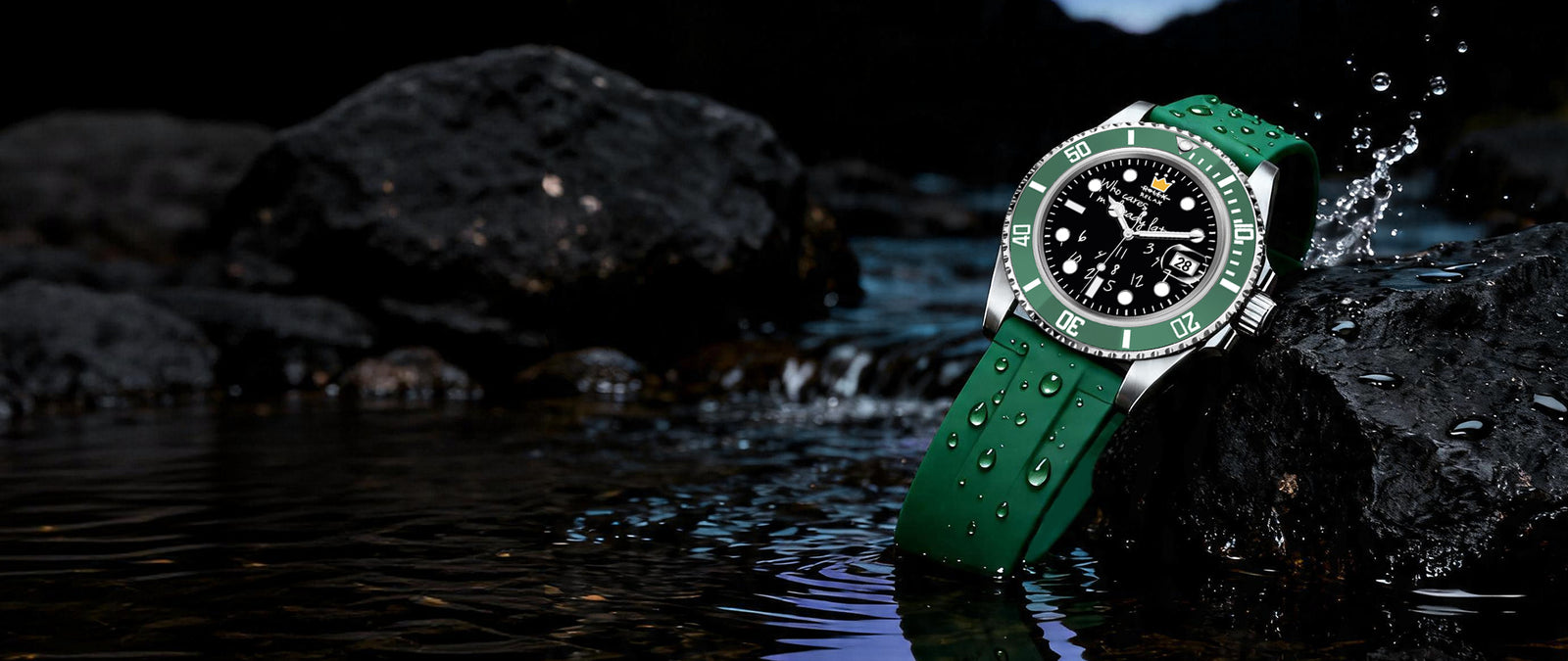 FLUORO WATCH STRAP (Black Strap + Silver Buckle) details