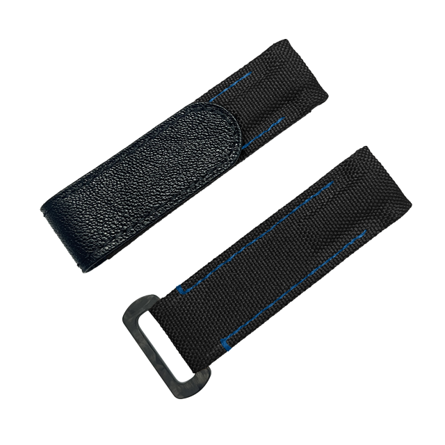 NYLON VELCRO WATCH STRAP (Black & Blue Stitching)