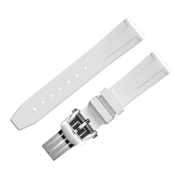 FLUORO WATCH STRAP (White Strap + Silver Buckle)