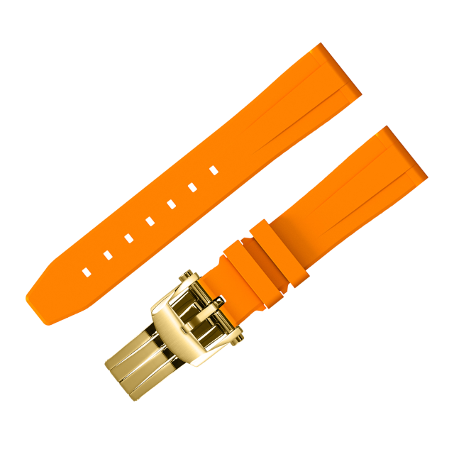 FLUORO WATCH STRAP (Orange Strap + Gold Buckle)