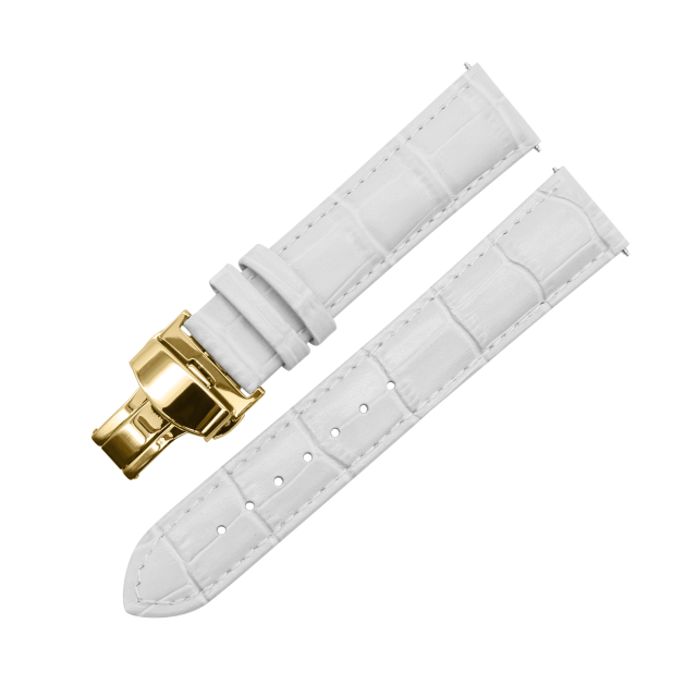 LEATHER WATCH STRAP (White Strap + Gold Buckle)