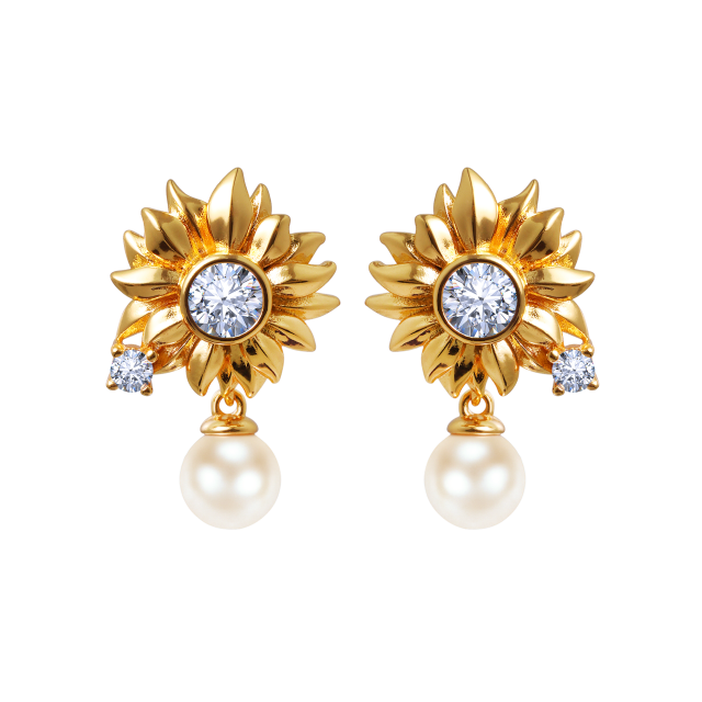Radiant Daisy Pearl Earrings