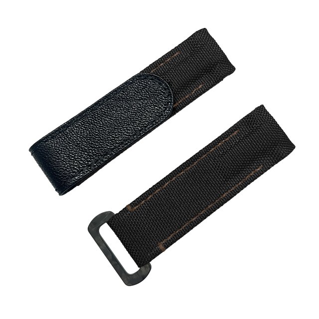 NYLON VELCRO WATCH STRAP (Black & Brown Stitching)