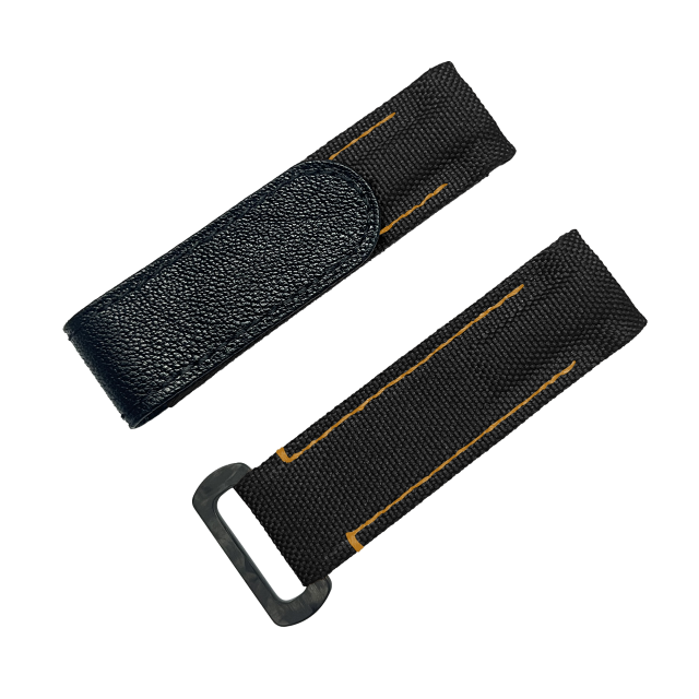 NYLON VELCRO WATCH STRAP (Black & Orange Stitching)