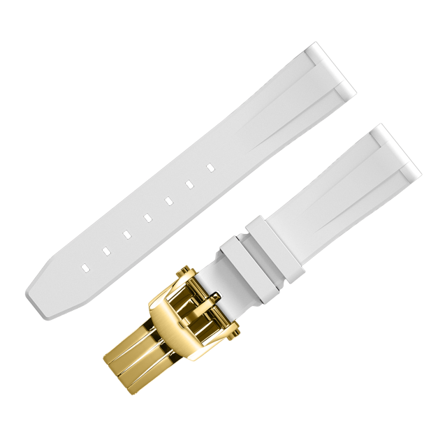 FLUORO WATCH STRAP (White Strap + Gold Buckle)