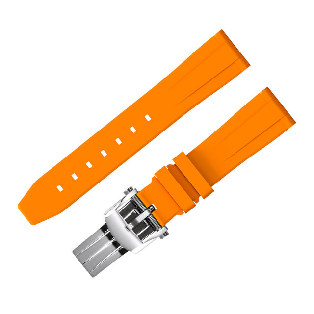 FLUORO WATCH STRAP (Orange Strap + Silver Buckle)