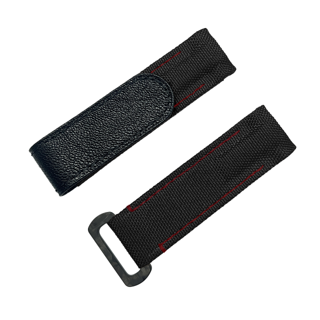 NYLON VELCRO WATCH STRAP (Black & Red Stitching)