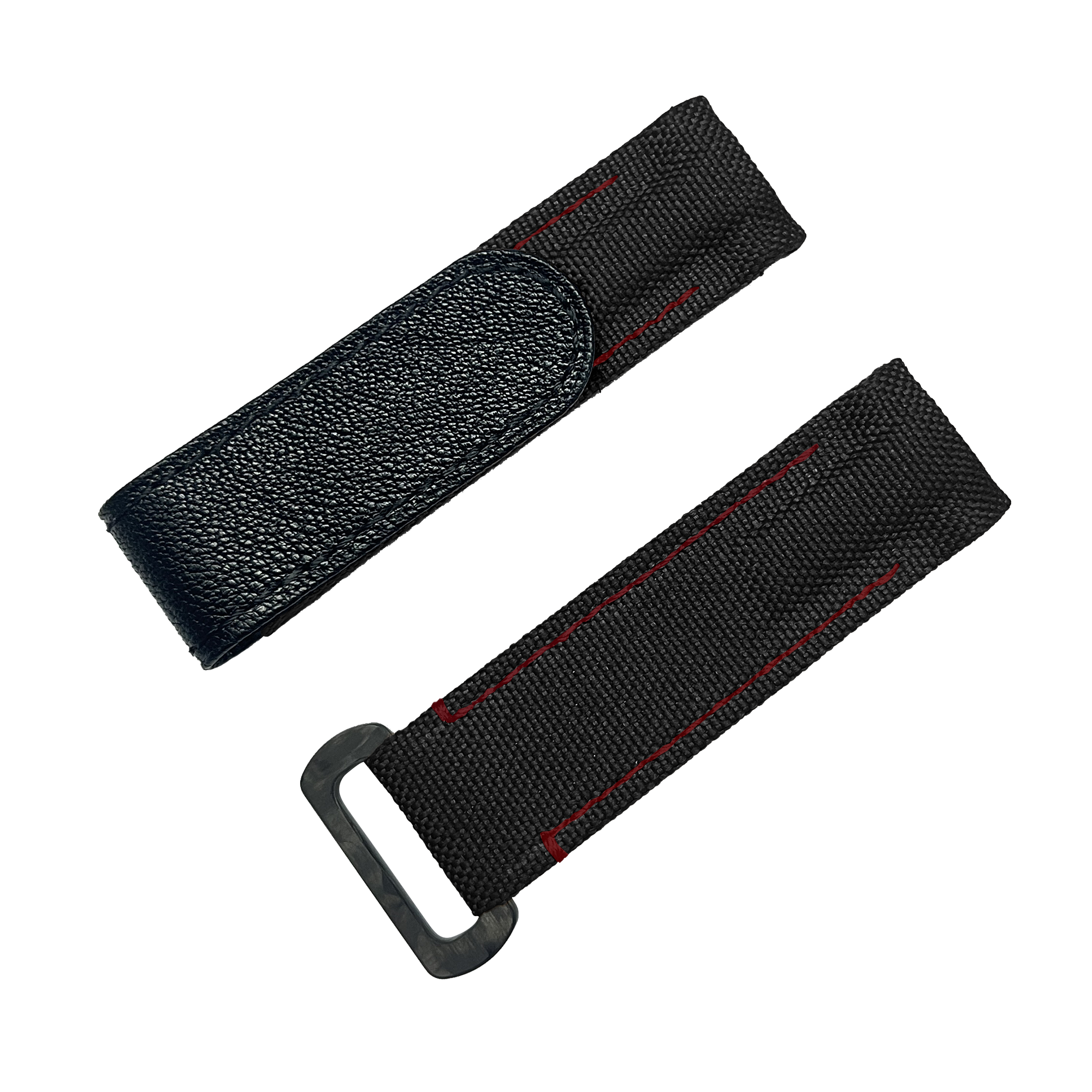 NYLON VELCRO WATCH STRAP (Black & Red Stitching)