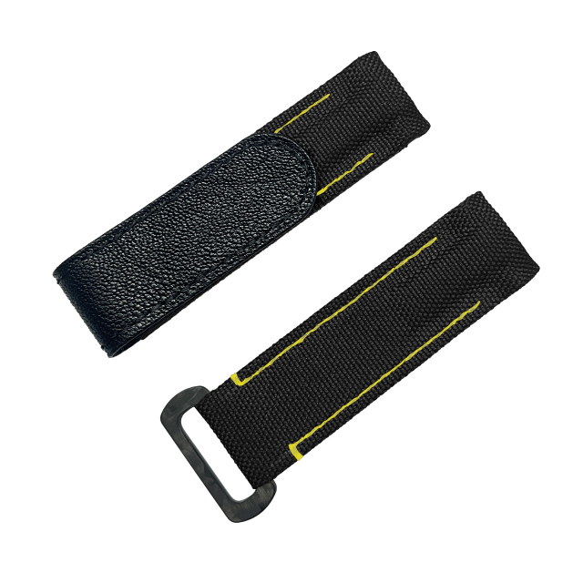 NYLON VELCRO WATCH STRAP (Black & Yellow Stitching)