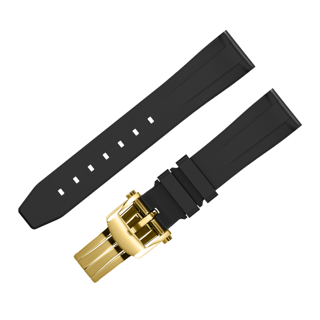 FLUORO WATCH STRAP (Black Strap + Gold Buckle)