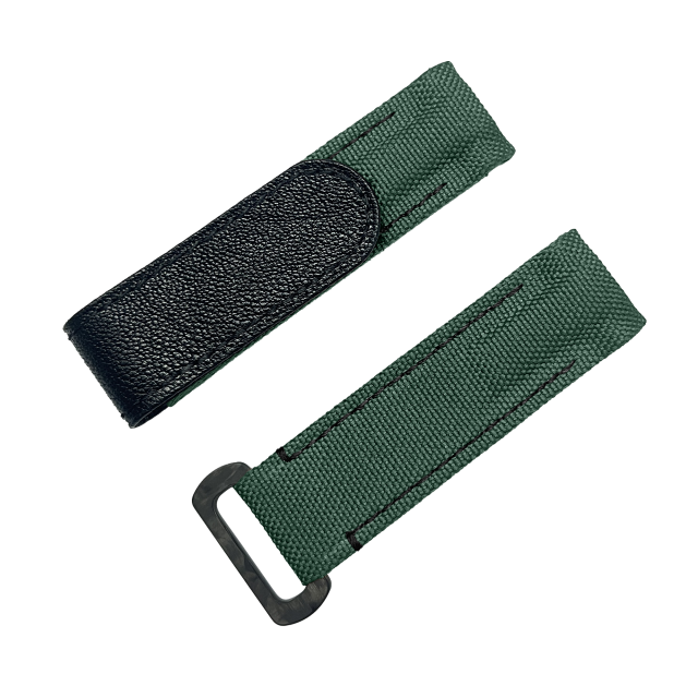 NYLON VELCRO WATCH STRAP (Green & Black Stitching)