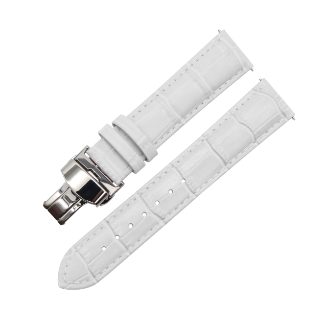 LEATHER WATCH STRAP (White Strap + Silver Buckle)