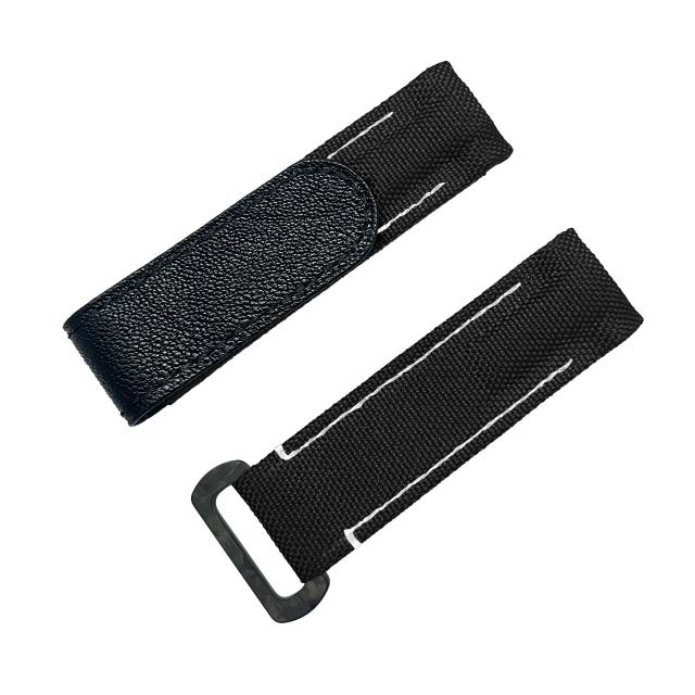 NYLON VELCRO WATCH STRAP (Black & White Stitching)