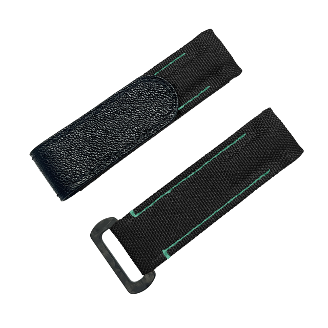 NYLON VELCRO WATCH STRAP (Black & Green Stitching)