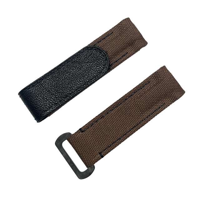 NYLON VELCRO WATCH STRAP (Brown & Black Stitching)