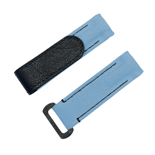 NYLON VELCRO WATCH STRAP (Light Blue & Black Stitching)
