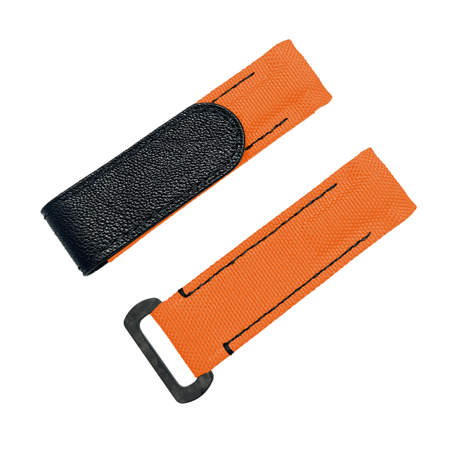NYLON VELCRO WATCH STRAP (Orange & Black Stitching)