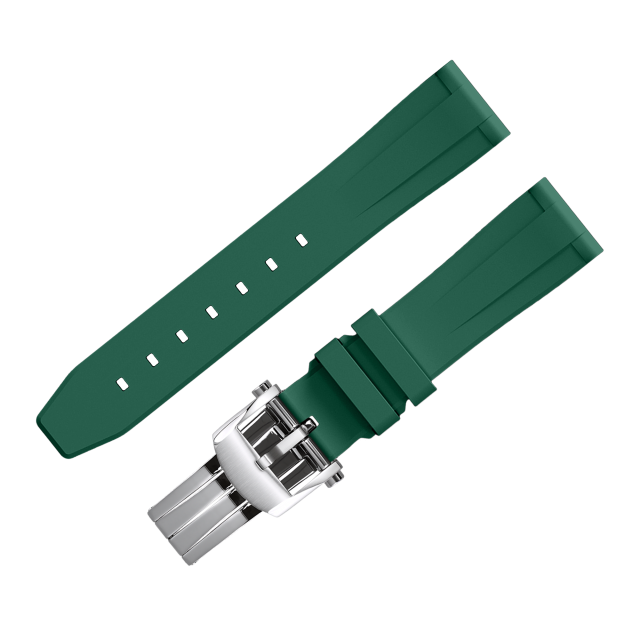 FLUORO WATCH STRAP (Green Strap + Silver Buckle)